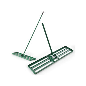 Nagy m&eacute;retű gyepsim&iacute;t&oacute; gereblye, gyorsan &eacute;s hat&eacute;konyan elegyengeti a talajt. Alkalmas k&uuml;l&ouml;nf&eacute;le terepekre, p&eacute;ld&aacute;ul p&aacute;zsitokra, kertekre, a homok, talaj, komposzt &eacute;s moha kiegyenl&iacute;t&eacute;s&eacute;re. Kiv&aacute;l&oacute; minős&eacute;gű ac&eacute;lb&oacute;l k&eacute;sz&uuml;lt &eacute;s magas hőkezel&eacute;sű fel&uuml;letkezel&eacute;ssel rendelkezik a tart&oacute;ss&aacute;g &eacute;s a korr&oacute;zi&oacute;&aacute;ll&oacute;s&aacute;g &eacute;rdek&eacute;ben. Forg&aacute;ssz&ouml;g kialak&iacute;t&aacute;s: 180&deg;-os forg&aacute;ssz&ouml;g a hat&eacute;kony gyepsim&iacute;t&aacute;s &eacute;rdek&eacute;ben. Fej m&eacute;rete: 106 x 25 cm Ny&eacute;l hossz: 180 cm A term&eacute;k &ouml;sszeszerel&eacute;st ig&eacute;nyel, a doboz m&eacute;rete: 108x27x5 cm