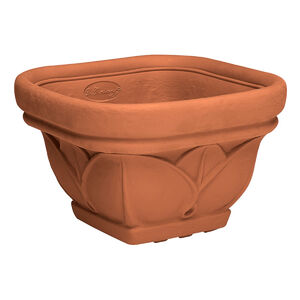 Műanyag cser&eacute;p rusztikus LOTUS 30 n&eacute;gyz&ouml;g terracotta 30x30xH19.5