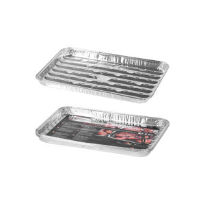 Grillt&aacute;l lapos MagicHome 34 x 23 x 2,5 cm, 3 db, t&eacute;glalap alak&uacute;, &aacute;tlyukaszt&oacute;, ALU