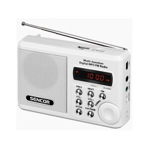 Zsebr&aacute;di&oacute; SRD-215 W feh&eacute;r Sencor FM/USB/SDHC/MP3