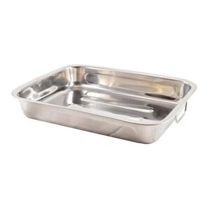 Anyaga: rozsdamentes ac&eacute;l M&eacute;rete: belső m&eacute;rete: 32,5x24,5x5,6 cm, k&uuml;lső m&eacute;rete: 35,6x27,1x6 cm Haszn&aacute;lhat&oacute;: g&aacute;z- illetve elektromos s&uuml;tőben