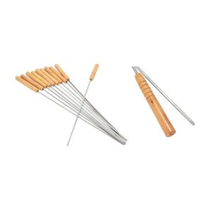 Grillny&aacute;rs 10 db-os kr&oacute;m+fa ny&eacute;llel lapos peng&eacute;vel 41 cm