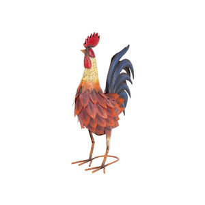 Kerti dekor&aacute;ci&oacute;  Kakas, f&eacute;mlemez, 37,5x17x51 cm Mecco