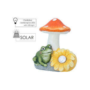 Kerti dekor b&eacute;ka gomba alatt LED vir&aacute;ggal 13,5 X 11 X 16,5 cm CH