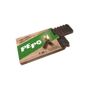 Grillgy&uacute;jt&oacute; PE-PO&reg; 2 az 1-ben, fa, 20 db, gyuf&aacute;val &eacute;s gy&uacute;jt&oacute;fejjel ST