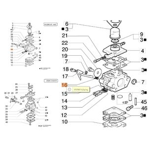 Rug&oacute; a karbur&aacute;tor tengelyen WALBRO - 730,735,740