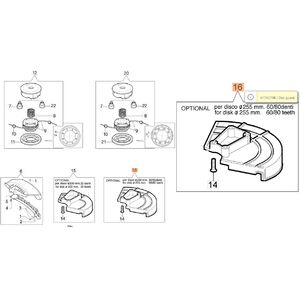 V&eacute;dőburkolat f&eacute;m 255mm - 60-80 fog&uacute; v&aacute;g&oacute;t&aacute;rcs&aacute;hoz - 746,750,753,755,BC530,550