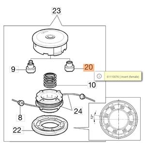 Anya belsőmenetes, damilfejbe - 10x1.25  61112061- 61459100-61459102-