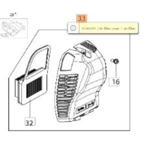 Légszűrő fedél+légszűrőbetét,  papírharmónikás BC 530, 550 - I. series